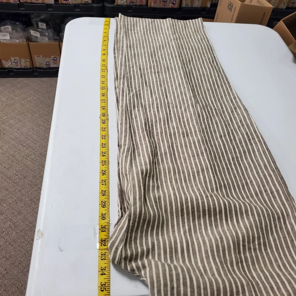Polo Jean Company Mens Linen Riviera Striped Pants Size 38x34 Brown Button Fly